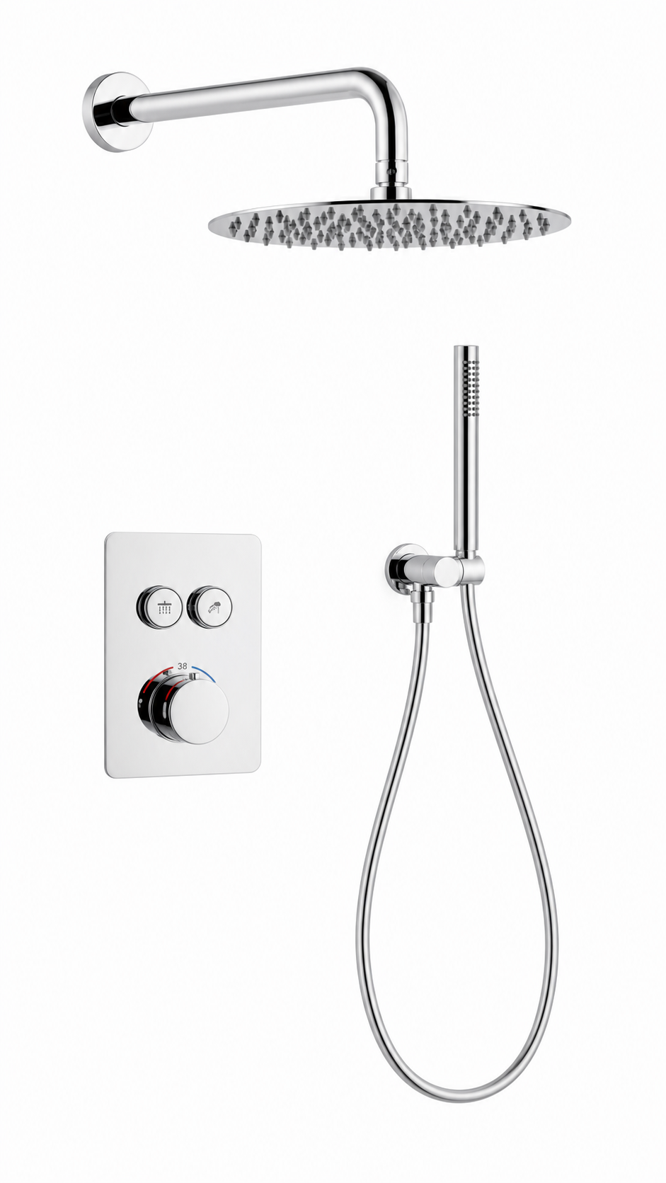 Thermostatische inbouw regendoucheset