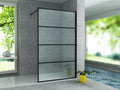 Douchewand Inloopdouche met raster mat zwart 140 x 200