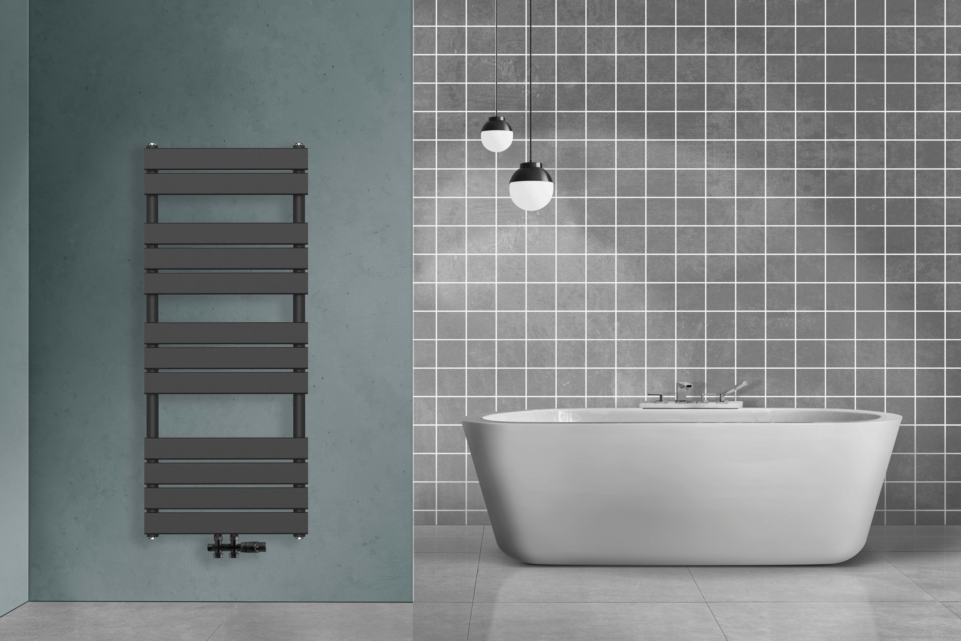 Handdoekradiator midden aansluiting