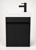 Toilet meubelset Mat zwart geribbeld incl. zwarte kraan, sifon en zwarte popup 40 x 22,5 x 63 (b x d x h)