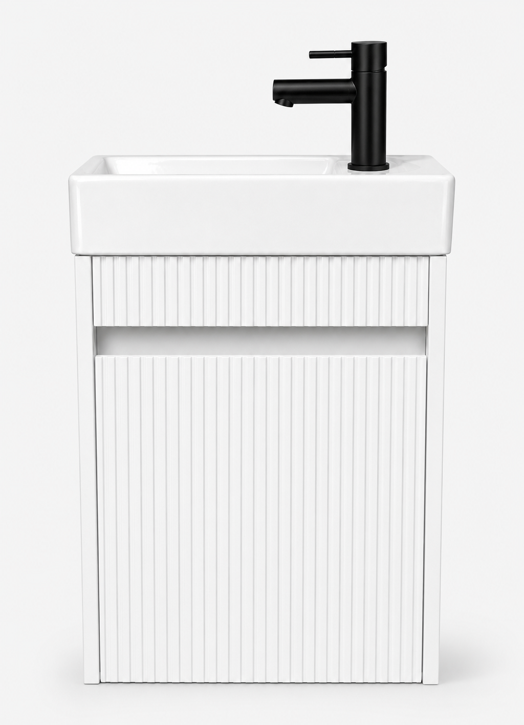 Toilet meubelset Hoogglans wit geribbeld incl. zwarte kraan, sifon en zwarte popup 40 x 22,5 x 63 (b x d x h)