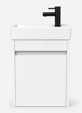 Toilet meubelset Hoogglans wit geribbeld incl. zwarte kraan, sifon en zwarte popup 40 x 22,5 x 63 (b x d x h)