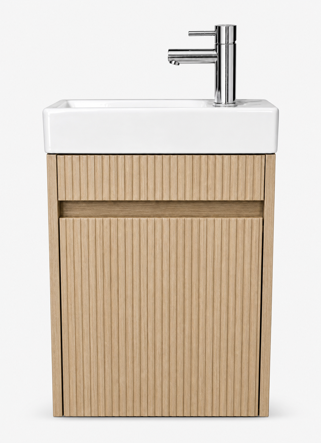 Toilet meubelset Eijkgrijs geribbeld incl. Chrome kraan, sifon en Chrome popup 40 x 22,5 x 63 (b x d x h)