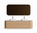 Badkamer Meubelset 119 x 49,5 x 48 incl. twee lavabo's 38 x 38 x 12 Naturel eik ( CURVA)