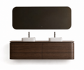 Badkamer Meubelset 119 x 49,5 x 48 incl. twee lavabo's 38 x 38 x 12 Donker walnoot ( CURVA)