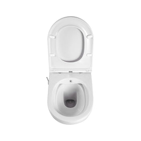 ALONI PRO HANGTOILET MET BIDET - RANDLOOS - MET BIDETKRAAN KOUD EN WARM WATER - MET ZITTING - 52,5CM - GLANZEND WIT