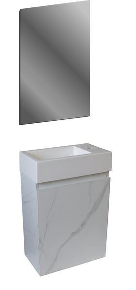 ALONI MKADO TOILETMEUBELONDERKAST - 1 DEUR - RECHTS - GREEPLOOS - SOFT CLOSE - 40X50X22,3 CM - WIT MARMER