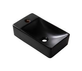 ALONI FONTEIN - ZONDER OVERLOOP - KRAANGAT LINKS - KERAMIEK - 38X10X22CM - MAT ZWART