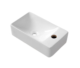 ALONI FONTEIN - ZONDER OVERLOOP - KRAANGAT RECHTS - KERAMIEK - 38X10X22CM - GLANZEND WIT
