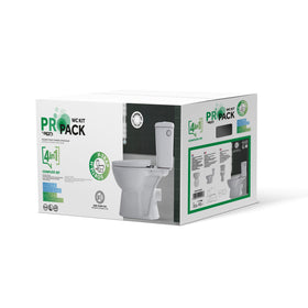 ALONI PRO DUOBLOK - STAAND TOILET - RANDLOOS - P-TRAP - MUURUITLAAT - MET RESERVOIR - MET SPOELMECHANISME - DUBBELE SPOELFUNCTIE 4/6L - MET ZITTING - SOFTCLOSE - QUICK RELEASE - 39X73X67 CM - WIT