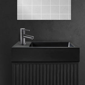 ALONI FONTEIN - ZONDER OVERLOOP - KRAANGAT LINKS OF RECHTS - KUNSTMARMER - 40X10,5X22,5CM - MAT ZWART