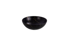 ALONI TIVRA WASKOM - OPBOUW - ZONDER OVERLOOP - ZONDER KRAANGAT - MET CLICK WASTE - KERAMIEK - 38X13X38 CM - ZWART/GOUD MARMER