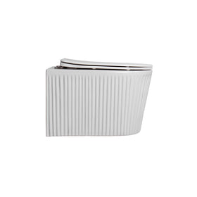 MUFFLY HANGTOILET MET RIBBEL - RANDLOOS - TORNADO FLUSH - MET ZITTING - DUROPLAST - SOFT CLOSE - QUICK RELEASE - KERAMIEK - 36,5X52X34,6 CM - GLANZEND WIT