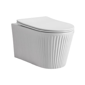 MUFFLY HANGTOILET MET RIBBEL - RANDLOOS - TORNADO FLUSH - MET ZITTING - DUROPLAST - SOFT CLOSE - QUICK RELEASE - KERAMIEK - 36,5X52X34,6 CM - GLANZEND WIT