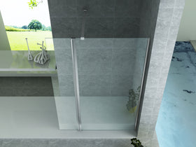 ALONI ZIJWAND MET VERBINDINGSPROFIEL VOOR INLOOPDOUCHE - DRAAIBAAR - 300 X 2000MM - CHROOM - HELDER GLAS