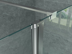 ALONI ZIJWAND MET VERBINDINGSPROFIEL VOOR INLOOPDOUCHE - DRAAIBAAR - 300 X 2000MM - CHROOM - HELDER GLAS