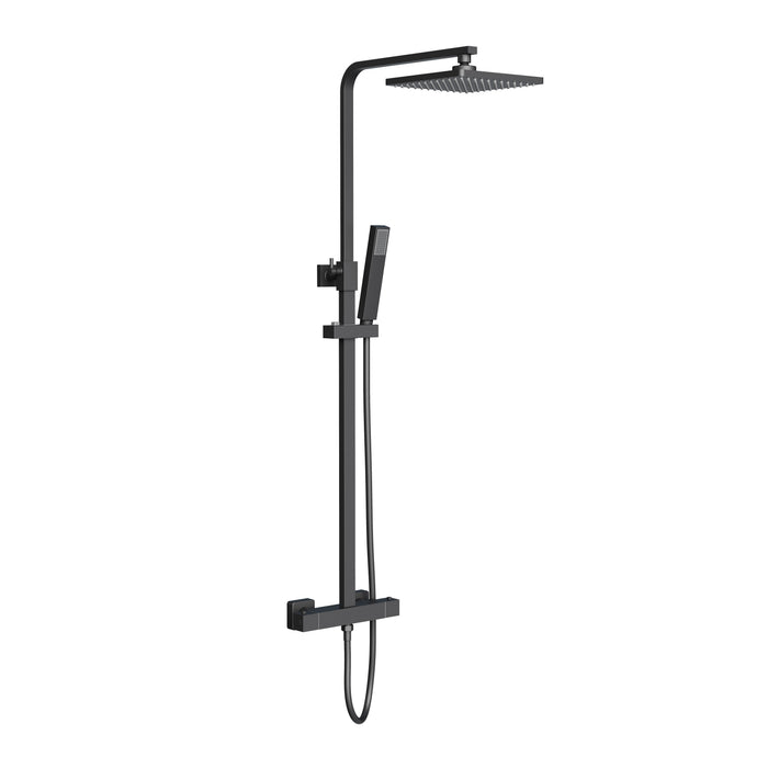 ALONI OPTIMA QUADRO REGENDOUCHESET - THERMOSTATISCH - OPBOUW - BELGAQUA - MAT ZWART