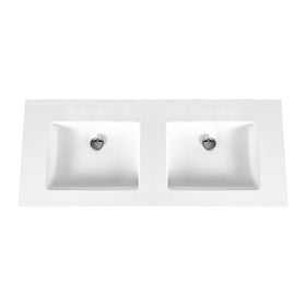 ALONI SOLID SURFACE DUBBELE WASTAFEL ZONDER KRAANGAT (120CM) - WIT