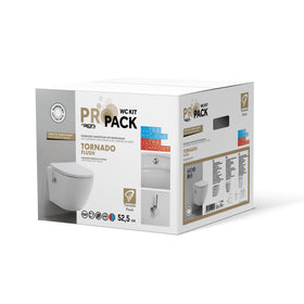 ALONI PRO HANGTOILET MET BIDET - TORNADO FLUSH - RANDLOOS - MET BIDETKRAAN KOUD EN WARM WATER - MET ZITTING - 52,5CM - GLANZEND WIT
