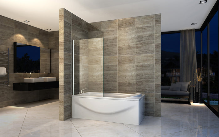 ALONI BADWAND - 1-DELIG - 700 X 1400MM - CHROOM - HELDER GLAS