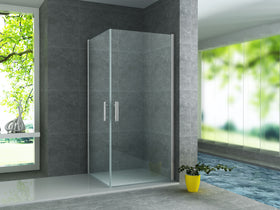 ALONI DOUCHECABINE - HOEKINSTAP MET 2 PENDELDEUREN - 800 X 800 X 1900MM - CHROOM - HELDER GLAS