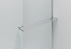 CURVY INLOOPDOUCHE MET HANDDOEKHOUDER - GEBOGEN - MET ANTI-KALKBEHANDELING - OMKEERBAAR - 8MM VEILIGHEIDSGLAS - 100X200CM - CHROOM - HELDER GLAS