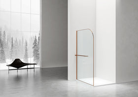 CURVY INLOOPDOUCHE MET HANDDOEKHOUDER - GEBOGEN - MET ANTI-KALKBEHANDELING - OMKEERBAAR - 8MM VEILIGHEIDSGLAS - 120X200CM - GEBORSTELD KOPER - GEBOGEN - HELDER GLAS