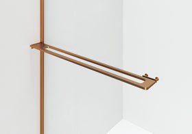 CURVY INLOOPDOUCHE MET HANDDOEKHOUDER - GEBOGEN - MET ANTI-KALKBEHANDELING - OMKEERBAAR - 8MM VEILIGHEIDSGLAS - 120X200CM - GEBORSTELD KOPER - GEBOGEN - HELDER GLAS