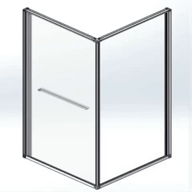 INSLIDE DOUCHECABINE - NAAR BINNEN OPENENDE SCHUIFDEUR EN ZIJWAND - RUIMTEBESPAREND - OMKEERBAAR - 6MM VEILIGHEIDSGLAS - 90X90X200 CM - GEBORSTELD KOPER - HELDER GLAS