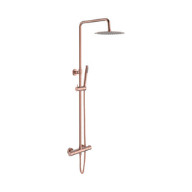 ALONI OPTIMA RONDO REGENDOUCHESET - THERMOSTATISCH - OPBOUW - COOL TOUCH - BELGAQUA - GEBORSTELD KOPER (PVD)