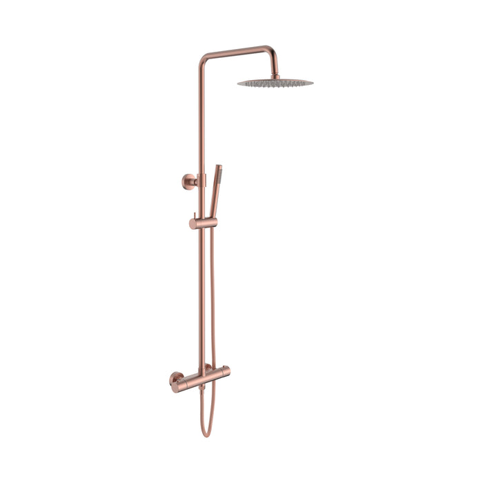 ALONI OPTIMA RONDO REGENDOUCHESET - THERMOSTATISCH - OPBOUW - COOL TOUCH - BELGAQUA - GEBORSTELD KOPER (PVD)