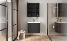 ALONI HAYAT WASTAFELONDERKAST - 2 LADES - SOFTCLOSE - GREEPLOOS - 59,5X50X45 CM - MAT ZWART