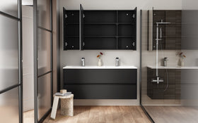 ALONI HAYAT WASTAFELONDERKAST - 2 LADES - SOFTCLOSE - GREEPLOOS - 119,5X50X45 CM - MAT ZWART