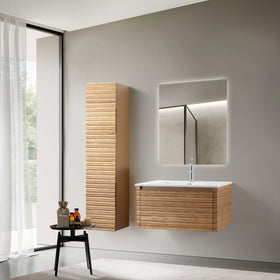KAMELLIA KOLOMKAST - 2 DEUREN - GREEPLOOS - SOFT CLOSE - OMKEERBAAR - 35X160X35 CM - LICHT WALNOTEN