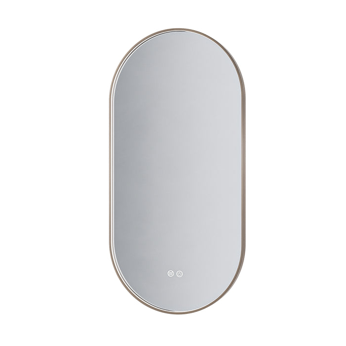 ALONI AVALO SPIEGEL - MET LED VERLICHTING - OVAAL - MET LIJST - ANTI-CONDENS - KLEURTEMPERATUUR LED 3000-6000K - DIMBAAR - - GEBORSTELD BRUIN