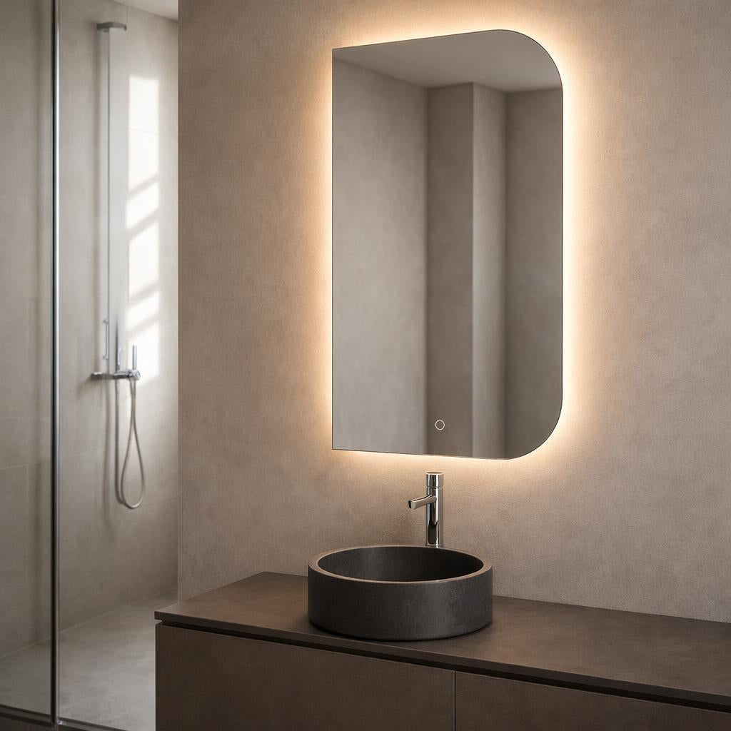 LED SPIEGEL D-VORM 50x100 met anticondensfunctie