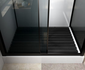 MARANI COMPLETE DOUCHECABINE MET SCHUIFDEUR - OMKEERBAAR - 110X225X80 CM - MAT ZWART - GRIJS ROOKGLAS