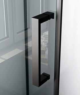 MARANI COMPLETE DOUCHECABINE MET SCHUIFDEUR - OMKEERBAAR - 110X225X80 CM - MAT ZWART - GRIJS ROOKGLAS
