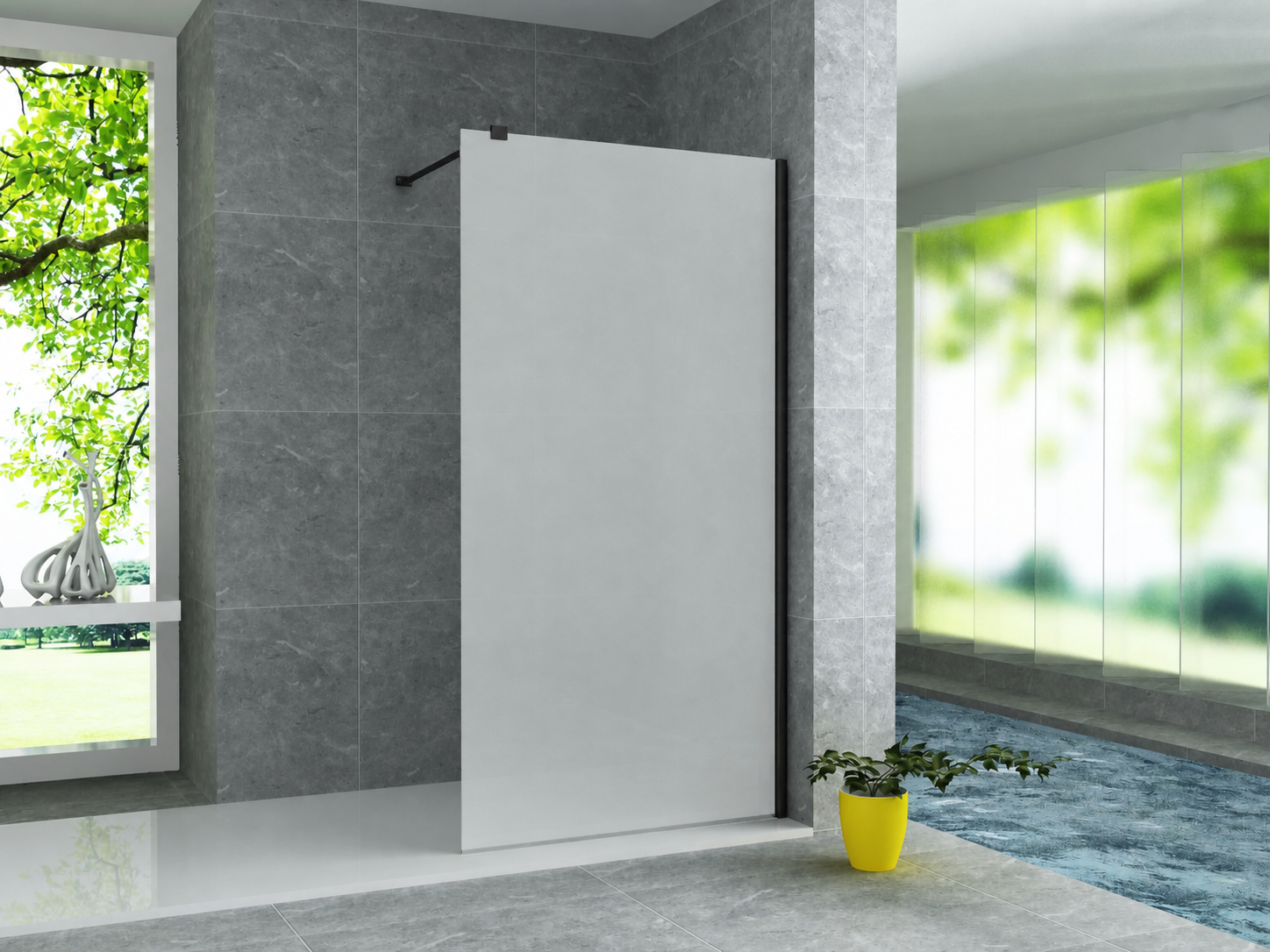 Douchewand Inloopdouche melk glas 160 x 200