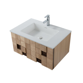 MIMOZA WASTAFELONDERKAST - 1 LADE - GREEPLOOS - SOFT CLOSE – 79X40X52 CM - LICHT EIKEN