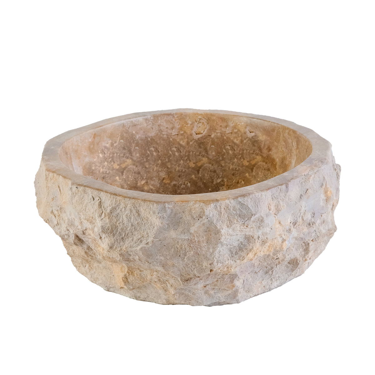 GEËRODEERDE NATUURMARMEREN WASKOM - BRUIN 30-35x15CM