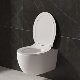ALONI PREMIUM WC-ZITTING - SLIM DESIGN - SOFT CLOSE - QUICK RELEASE - TOPFIX - DUROPLAST - RVS SCHARNIEREN - GLANZEND WIT