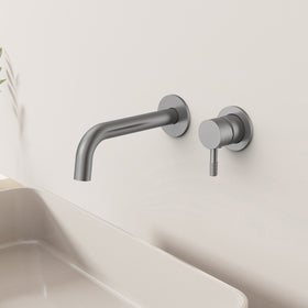 STRIA AFBOUWDEEL WASTAFELMENGKRAAN - COLD START - INBOUW - HENDEL MET VERFIJNDE RIBBELSTRUCTUUR - ZONDER AFVOERPLUG - GUNMETAL (PVD)