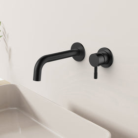 STRIA AFBOUWDEEL WASTAFELMENGKRAAN - COLD START - INBOUW - HENDEL MET VERFIJNDE RIBBELSTRUCTUUR - ZONDER AFVOERPLUG - MAT ZWART (PVD)