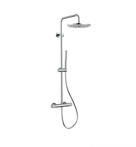 STRIA REGENDOUCHESET - THERMOSTATISCH - COOL TOUCH - HOOFDDOUCHE 30 CM - OPBOUW - KNOPPEN MET VERFIJNDE RIBBELSTRUCTUUR - CHROOM
