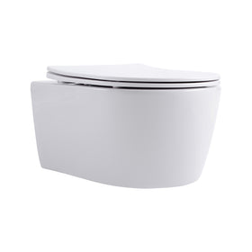 ALONI PRO HANGTOILET - RANDLOOS - MET ZITTING - DUROPLAST - SOFT CLOSE - QUICK RELEASE - COMPACT 49 CM - 36X25X49 CM - GLANZEND WIT
