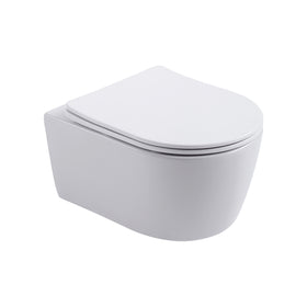 ALONI PRO HANGTOILET - RANDLOOS - MET ZITTING - DUROPLAST - SOFT CLOSE - QUICK RELEASE - COMPACT 49 CM - 36X25X49 CM - GLANZEND WIT