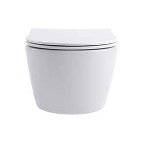 ALONI PRO HANGTOILET - RANDLOOS - MET ZITTING - DUROPLAST - SOFT CLOSE - QUICK RELEASE - COMPACT 49 CM - 36X25X49 CM - GLANZEND WIT