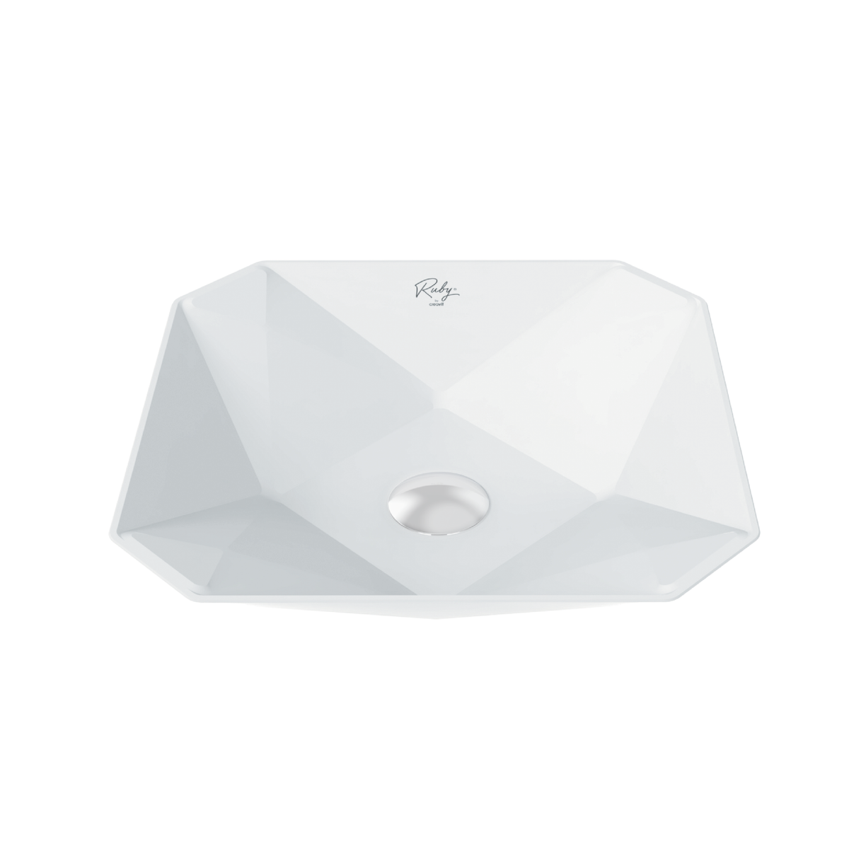 CREAVIT RUBY RB040 WASKOM - OPBOUW - KERAMIEK - ZONDER OVERLOOP - ZONDER KRAANGAT - 40X8,5X40 CM - GLANZEND WIT