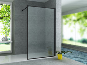 ALONI INLOOPDOUCHE MET KADER - 1000 X 2000MM - MAT ZWART - HELDER GLAS